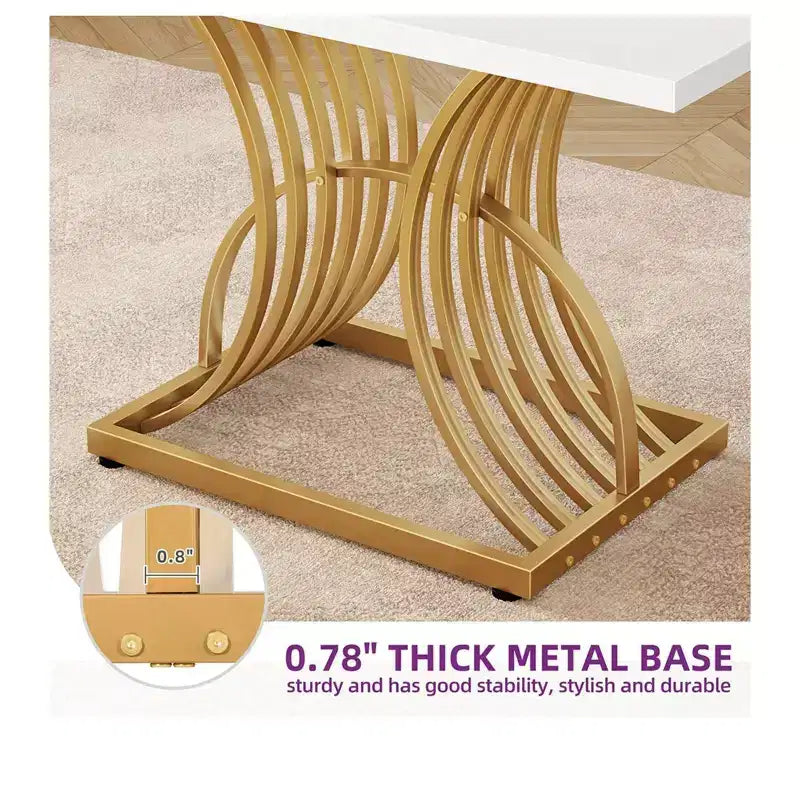 Table à manger rectangulaire moderne de 120 cm pour 4 personnes, table de cuisine avec pieds géométriques et plateau solide pour salle à manger