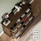 Commode à 8 tiroirs, commode de 140 cm de large pour chambre à coucher, commode de style ferme avec poignées en métal, meuble à tiroirs avec texture bois naturel