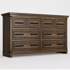 8 Drawer Dresser, 55 Inch Wide Dresser for Bedroom, Farmhouse Chest of Drawer with Metal Handle, Natural Wood Texture Dresser Cabinet