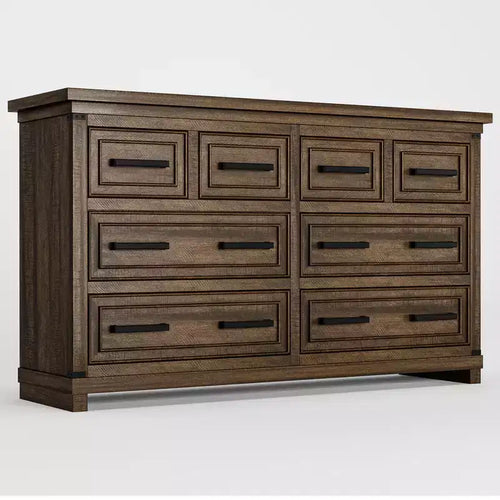 8 Drawer Dresser, 55 Inch Wide Dresser for Bedroom, Farmhouse Chest of Drawer with Metal Handle, Natural Wood Texture Dresser Cabinet