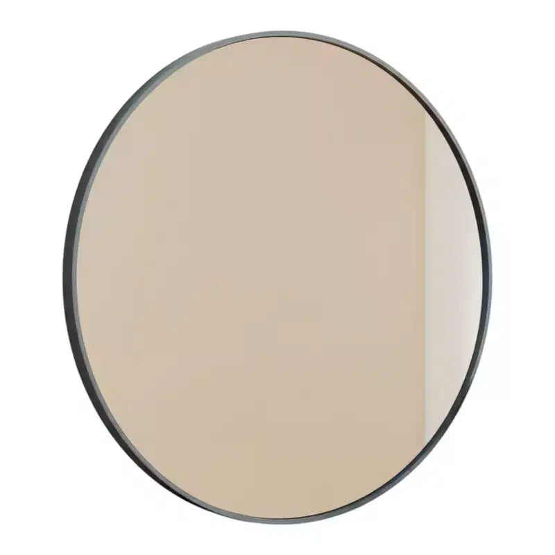 HomeRoots 30 Black Metal Round Framed Bathroom Vanity Mirror