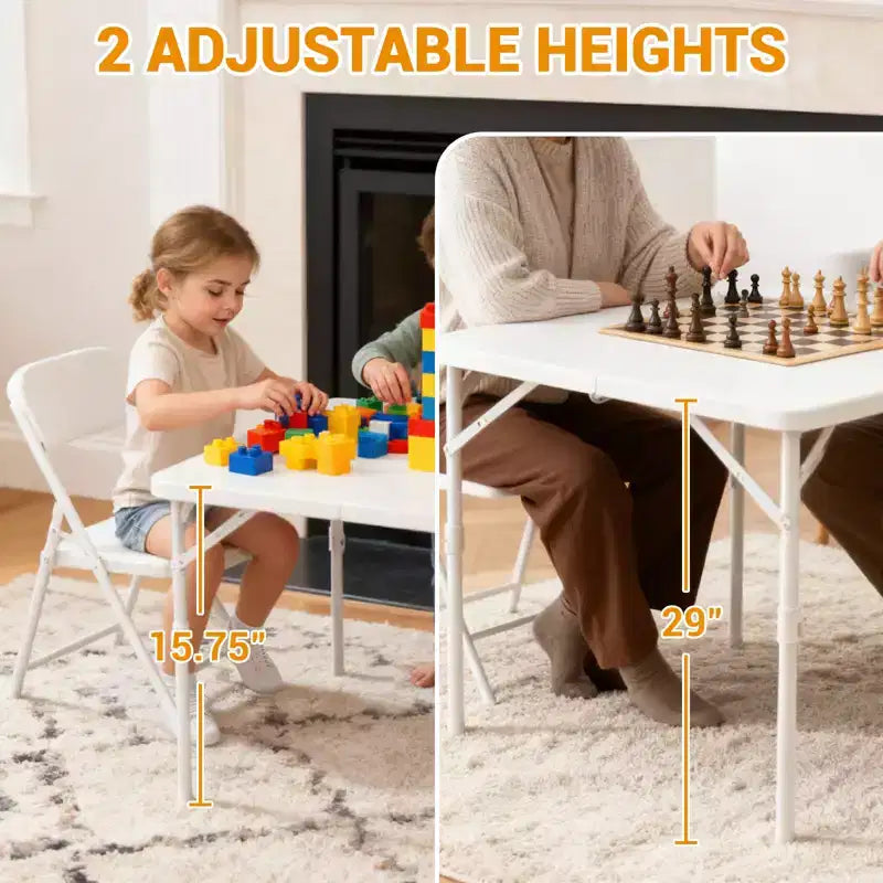 Table pliante carrée de 86 cm avec cadre métallique, table de jeu pliable portable multifonctionnelle avec poignée de transport pour camping, pique-nique intérieur et extérieur