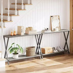 Console étroite d'entrée Table console industrielle à 2 niveaux, table d'appoint fine pour canapé, pour couloir, chambre, salon, hall d'entrée