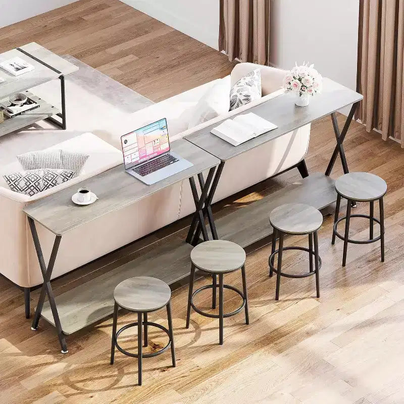 Console étroite d'entrée Table console industrielle à 2 niveaux, table d'appoint fine pour canapé, pour couloir, chambre, salon, hall d'entrée