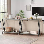 Console étroite d'entrée Table console industrielle à 2 niveaux, table d'appoint fine pour canapé, pour couloir, chambre, salon, hall d'entrée