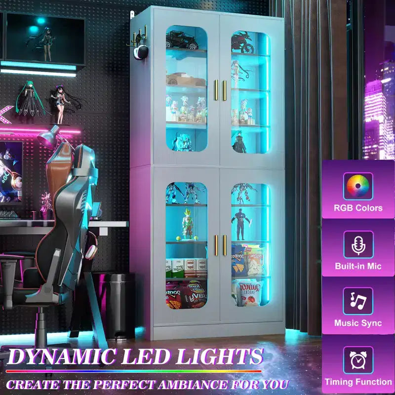 Meuble à chaussures Besiost avec lumière LED, organisateur de chaussures pour placard avec étagères réglables