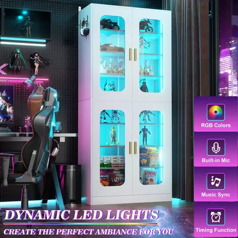Meuble à chaussures Besiost avec lumière LED, organisateur de chaussures pour placard avec étagères réglables
