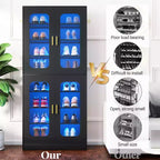 Meuble à chaussures Besiost avec lumière LED, organisateur de chaussures pour placard avec étagères réglables