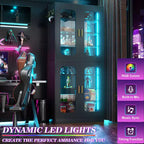 Meuble à chaussures Besiost avec lumière LED, organisateur de chaussures pour placard avec étagères réglables
