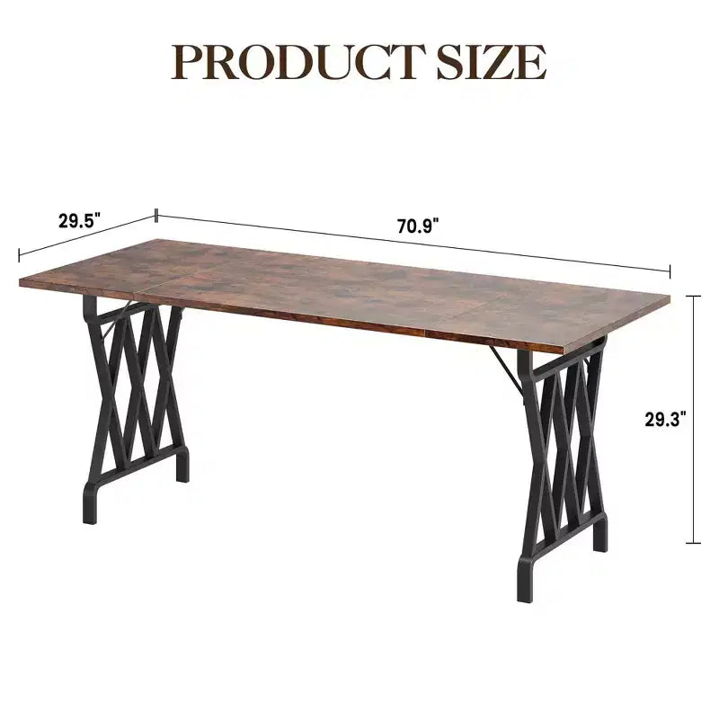 COZONY Table de salle à manger de ferme, piétement métallique, plateau en bois rustique, pour salle à manger, restaurant, café