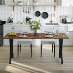 COZONY Table de salle à manger de ferme, piétement métallique, plateau en bois rustique, pour salle à manger, restaurant, café