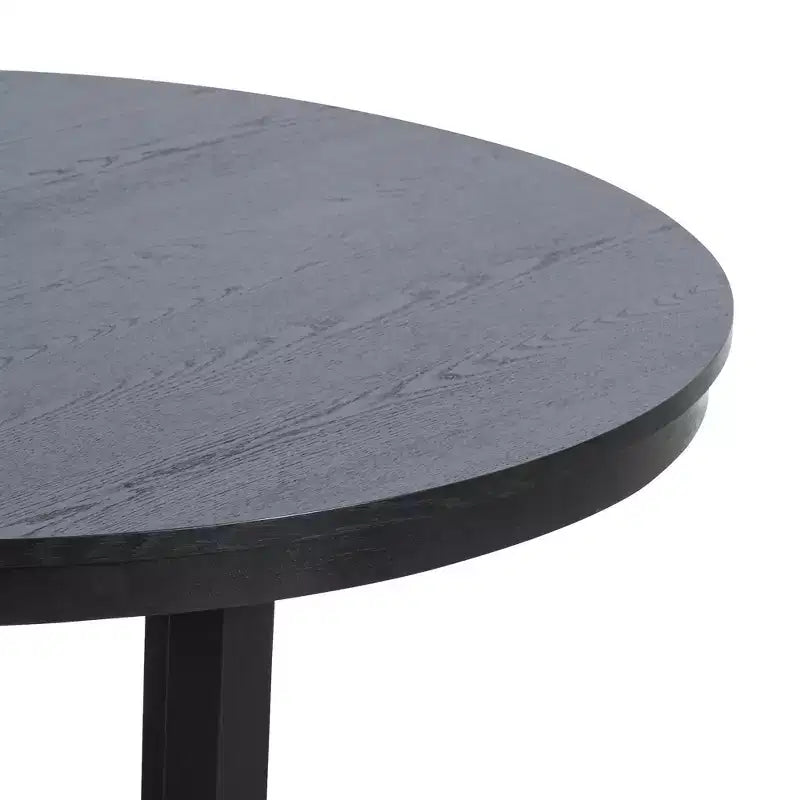 Table à manger ronde noire de 45 pouces, convenant à plusieurs personnes pour dîner simultanément, et adaptée à la fois aux salles à manger et aux salons.