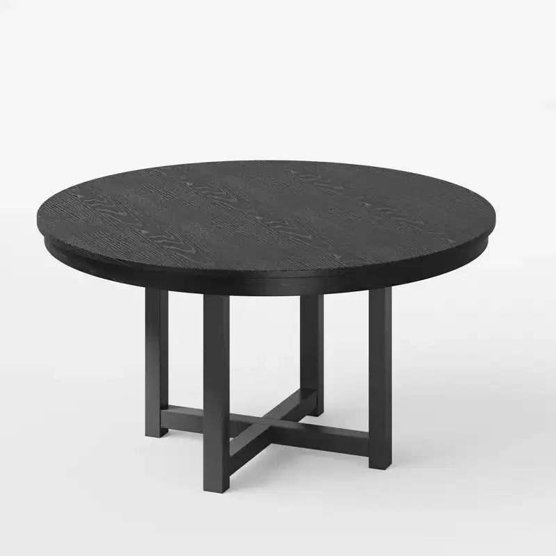 Table à manger ronde noire de 45 pouces, convenant à plusieurs personnes pour dîner simultanément, et adaptée à la fois aux salles à manger et aux salons.