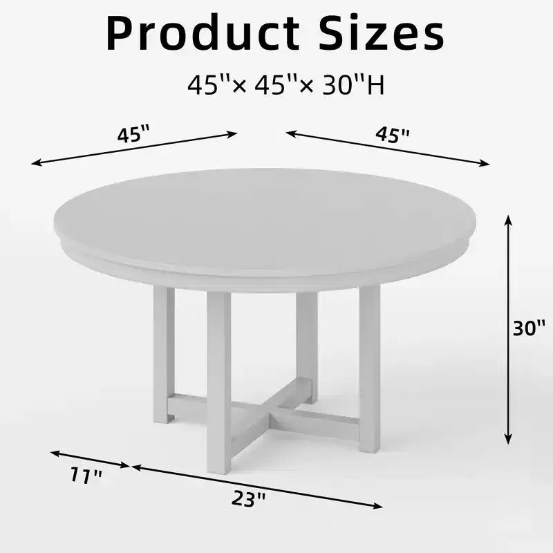 Table à manger ronde noire de 45 pouces, convenant à plusieurs personnes pour dîner simultanément, et adaptée à la fois aux salles à manger et aux salons.