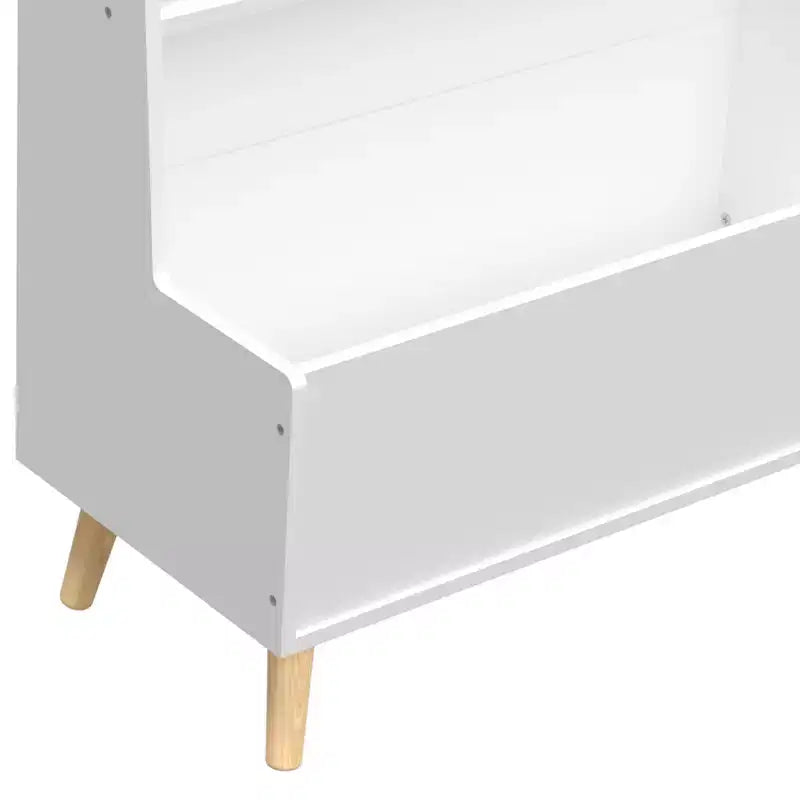 Étagère pour enfants Homy Casa avec étagères ouvertes et bac de rangement, Bibliothèque blanche avec pieds en bois pour salle de jeux ou chambre d'enfant