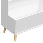 Étagère pour enfants Homy Casa avec étagères ouvertes et bac de rangement, Bibliothèque blanche avec pieds en bois pour salle de jeux ou chambre d'enfant