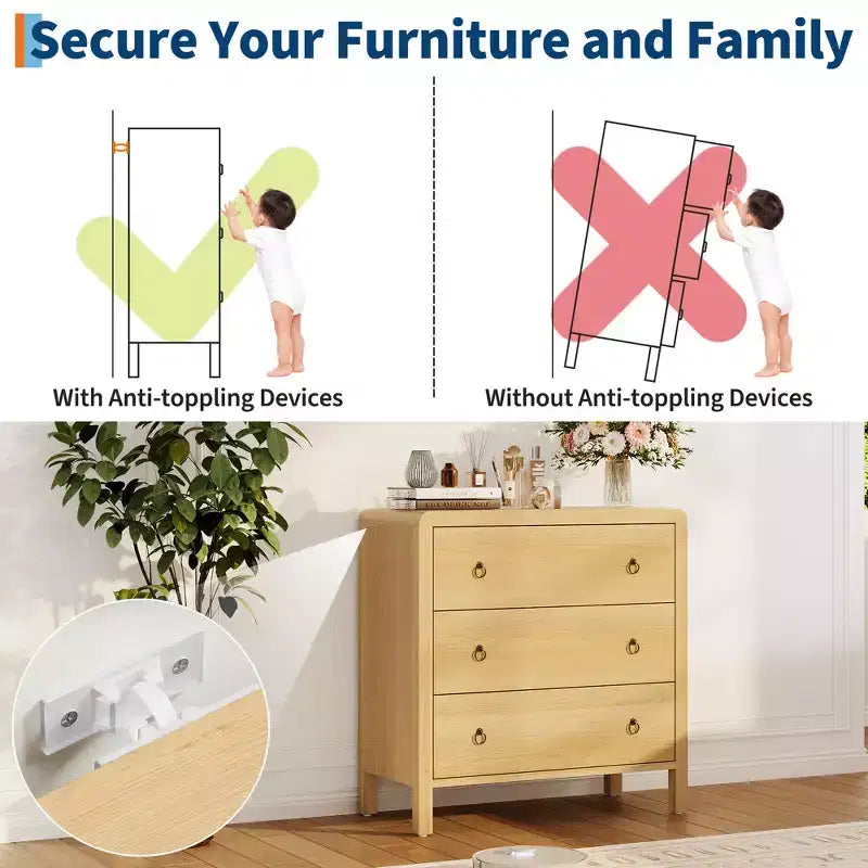 Commode multi-tiroirs COZONY, Meuble de rangement haut avec poignées métalliques, Organisateur autoportant pour chambre, salon, entrée