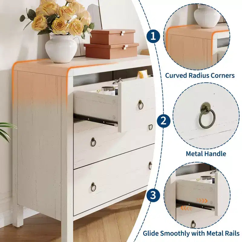 Commode multi-tiroirs COZONY, Meuble de rangement haut avec poignées métalliques, Organisateur autoportant pour chambre, salon, entrée