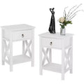 Bonnlo Nightstands Set of 2, Night Stand Set of 2 with Drawer, Small White Farmhouse Nightstand Bedroom