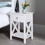 Bonnlo Tables de chevet lot de 2, Tables de nuit lot de 2 avec tiroir, Petite table de chevet blanche de style ferme pour chambre à coucher