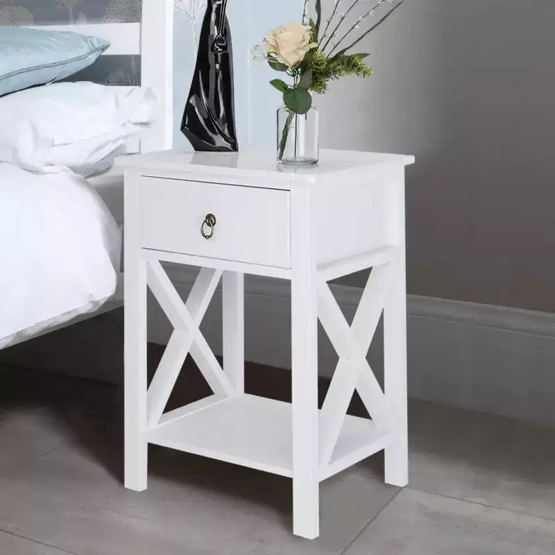 Bonnlo Tables de chevet lot de 2, Tables de nuit lot de 2 avec tiroir, Petite table de chevet blanche de style ferme pour chambre à coucher