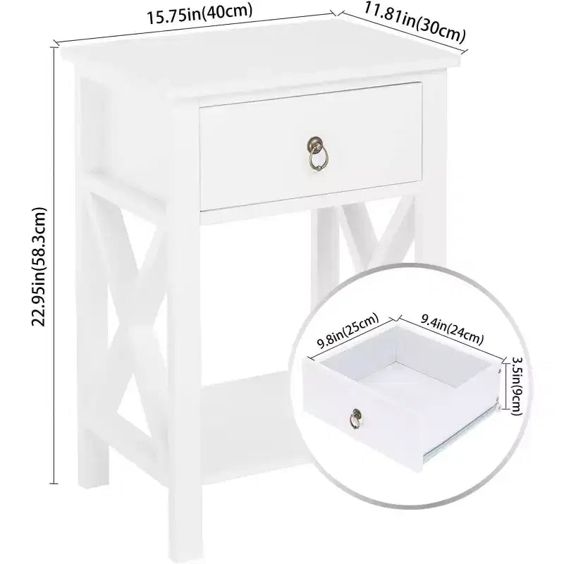 Bonnlo Tables de chevet lot de 2, Tables de nuit lot de 2 avec tiroir, Petite table de chevet blanche de style ferme pour chambre à coucher