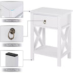 Bonnlo Tables de chevet lot de 2, Tables de nuit lot de 2 avec tiroir, Petite table de chevet blanche de style ferme pour chambre à coucher