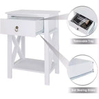 Bonnlo Tables de chevet lot de 2, Tables de nuit lot de 2 avec tiroir, Petite table de chevet blanche de style ferme pour chambre à coucher