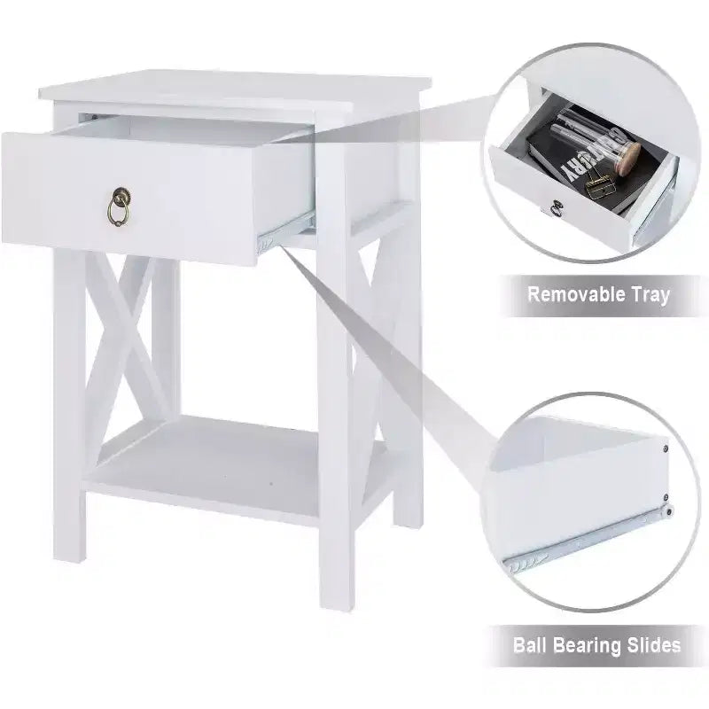 Bonnlo Tables de chevet lot de 2, Tables de nuit lot de 2 avec tiroir, Petite table de chevet blanche de style ferme pour chambre à coucher