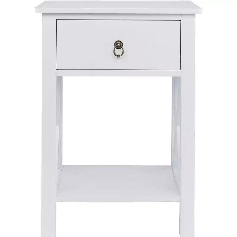 Bonnlo Tables de chevet lot de 2, Tables de nuit lot de 2 avec tiroir, Petite table de chevet blanche de style ferme pour chambre à coucher