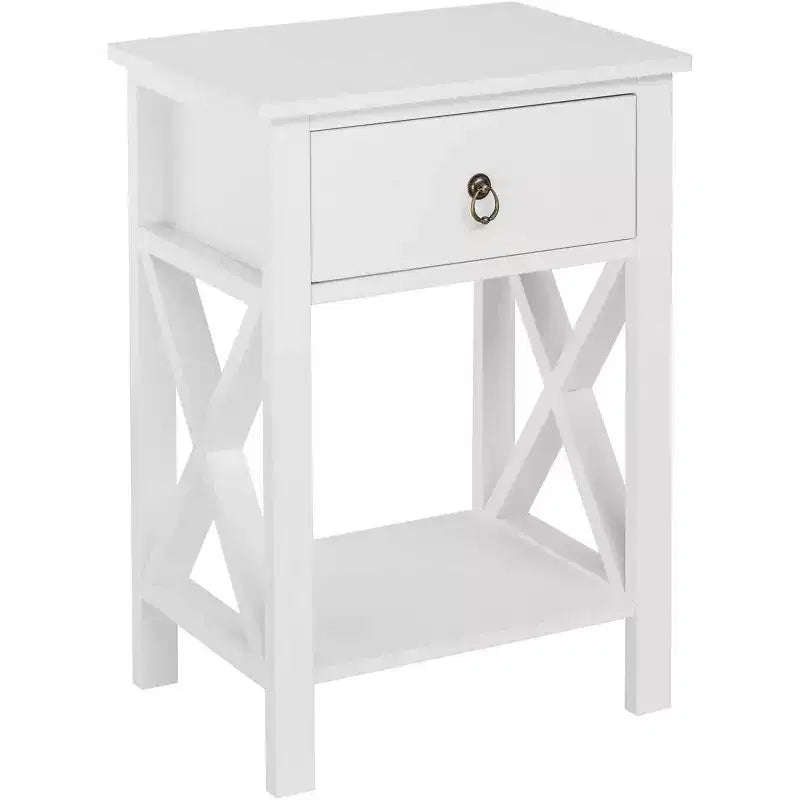 Bonnlo Tables de chevet lot de 2, Tables de nuit lot de 2 avec tiroir, Petite table de chevet blanche de style ferme pour chambre à coucher