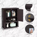 VINGLI Armoire de salle de bain murale Espresso, armoire flottante pour rangement mural de salle de bain avec portes et étagère réglable
