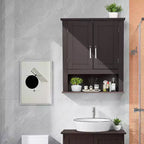 VINGLI Armoire de salle de bain murale Espresso, armoire flottante pour rangement mural de salle de bain avec portes et étagère réglable