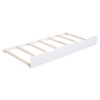 Lit de repos double avec lit gigogne et étagères de rangement, lit plateforme en bois avec station de recharge, port USB, tableau noir et tableau en liège, blanc