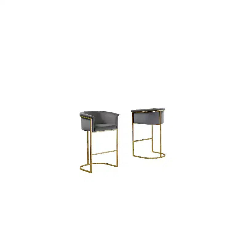 Tabouret de bar HomeStock en velours avec pieds dorés (Lot de 1)