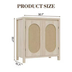 Meuble console de bar à café en bois avec portes et étagères, Armoire de rangement en rotin à 2 portes pour couloir, entrée, salon