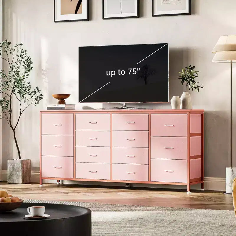 Meuble TV rembourré Allegri Grand centre de divertissement pour téléviseurs de 65 à 75 pouces Prises de courant intégrées