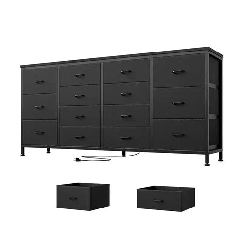 Allegri Upholstered TV Console Large entertainment center for 65-75 inch TVs Integrated power outlets