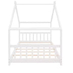 Lit Cabane Montessori en Bois pour Enfants, Taille Double/Complète, avec Cadre de Lit en Forme de Maison et Clôture, Lit Tente de Jeu avec Toit