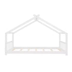 Lit Cabane Montessori en Bois pour Enfants, Taille Double/Complète, avec Cadre de Lit en Forme de Maison et Clôture, Lit Tente de Jeu avec Toit