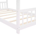 Lit Cabane Montessori en Bois pour Enfants, Taille Double/Complète, avec Cadre de Lit en Forme de Maison et Clôture, Lit Tente de Jeu avec Toit