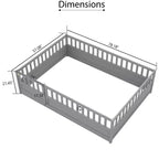 Lit Okak avec cadre pleine grandeur et barrières de sécurité extra-hautes, lit en bois avec porte d'entrée pratique pour chambre à coucher, gris