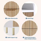 Commode double cannelée à 6 tiroirs pour chambre à coucher, organisateur de commode de rangement en bois pour chambre à coucher, salon
