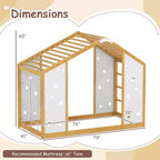 Lit d'escalade double Costway, lit de sol Montessori 2 en 1 avec barres de singe pour garçons et filles