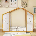 Lit d'escalade double Costway, lit de sol Montessori 2 en 1 avec barres de singe pour garçons et filles
