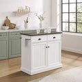 HomeStock 36 in.H Metal Kitchen Islands with 2 Doors and 2 Shelves