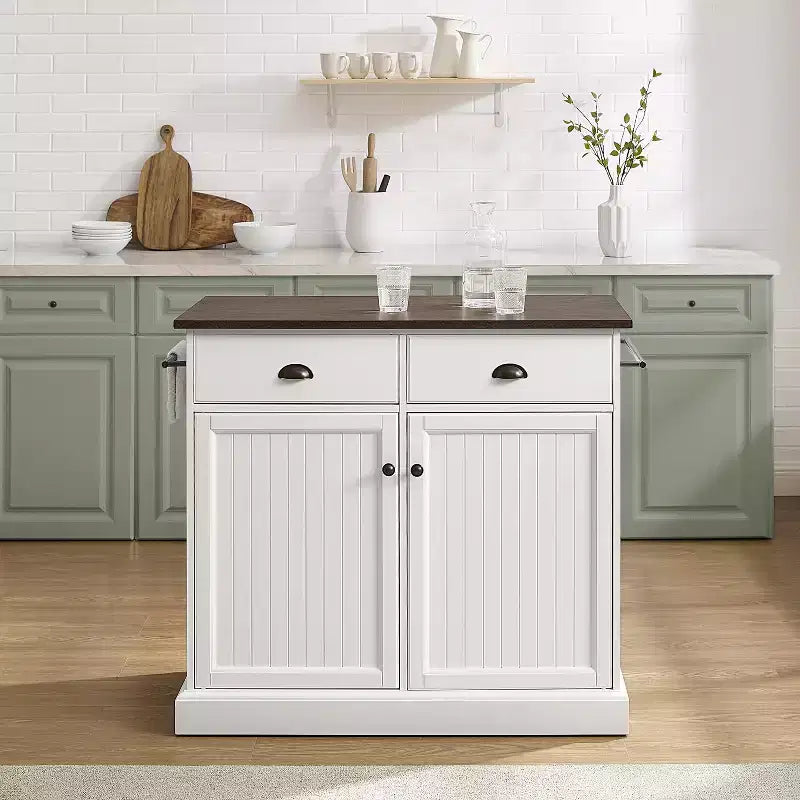 HomeStock Îlots de cuisine en métal de 91 cm de haut avec 2 portes et 2 étagères