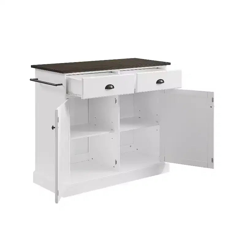 HomeStock Îlots de cuisine en métal de 91 cm de haut avec 2 portes et 2 étagères