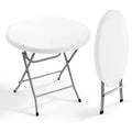 VINGLI 32 Round Folding Commercial Banquet Table, Portable Plastic Coffee Card Dining Table1 Pack, White
