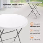 VINGLI Table de banquet commerciale ronde pliable 32", Table à manger portable en plastique pour cartes et café, 1 pièce, Blanc